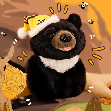 Cute Asian Black Bear Stuffed Plush Slap Bracelet, Bear Plushies